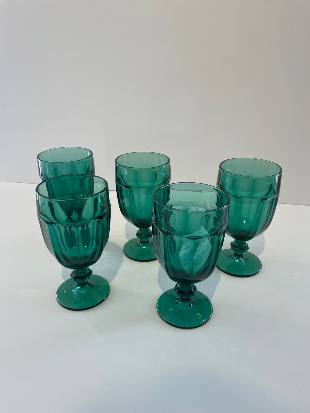 Vintage Libbey Glass Co Gibraltar Juniper/ Emerald Green Iced Tea Goblets (5)