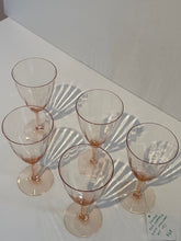 Load image into Gallery viewer, Vintage Pink Depression Glass Stemware set (5)
