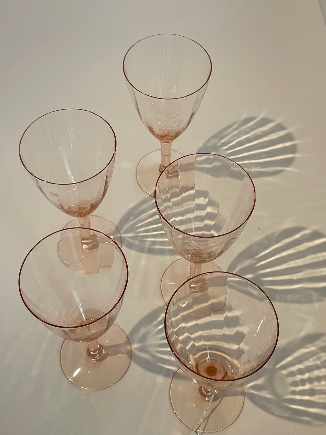 Vintage Pink Depression Glass Stemware set (5)