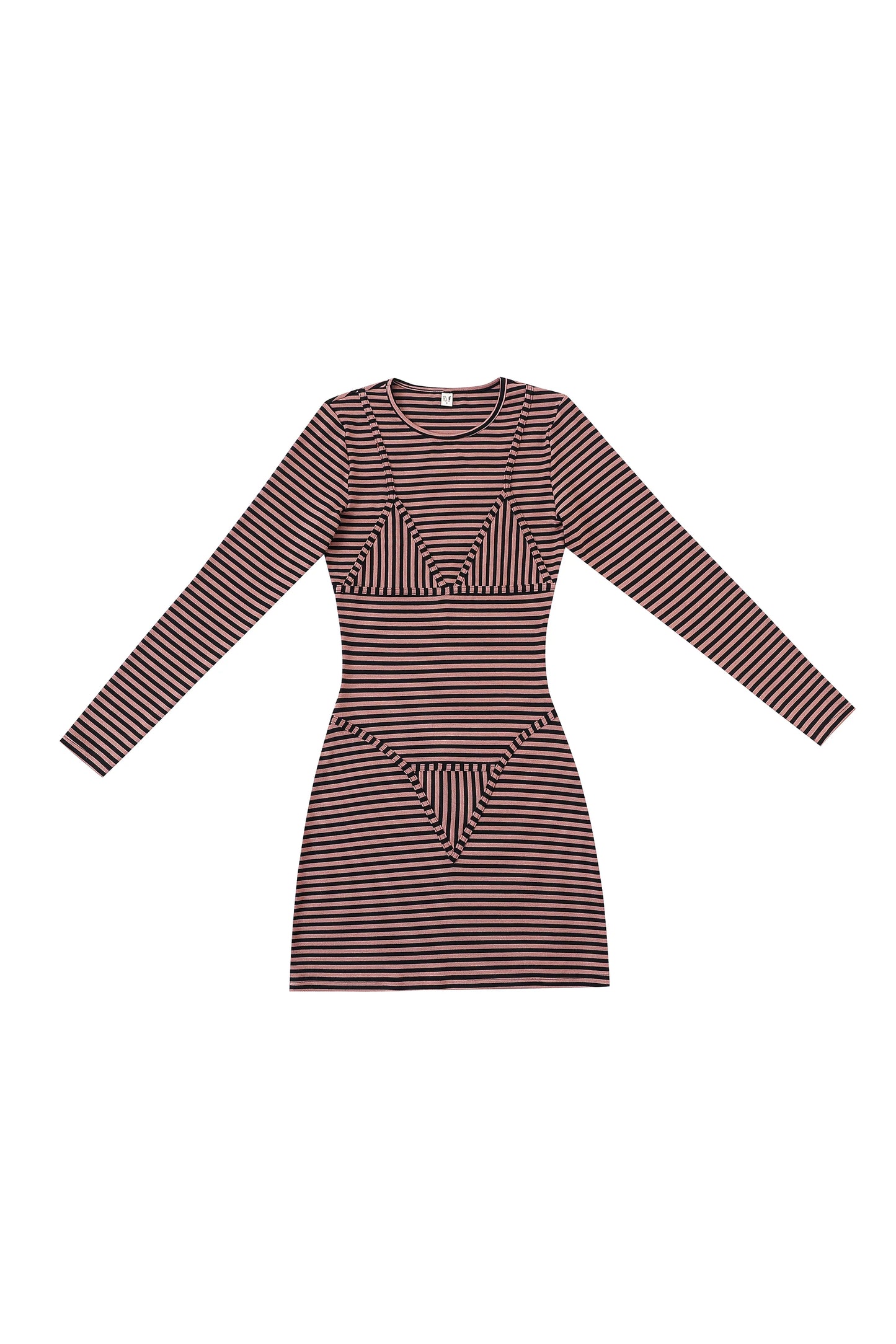 Fashion Brand Company Long Sleeve Bikini Bod Midi Dress Pink Stripe