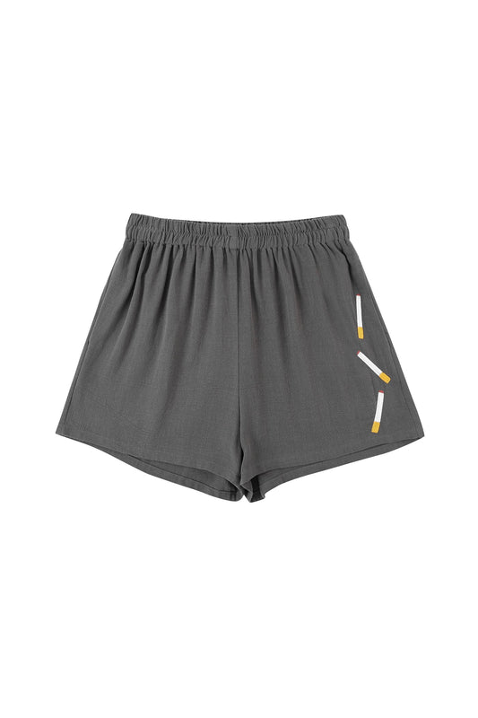 Fashion Brand Company Cigarettes Soft Linen Shorts Gray