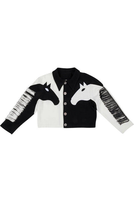Fashion Brand Company Dueling Horses Jacket Black/White