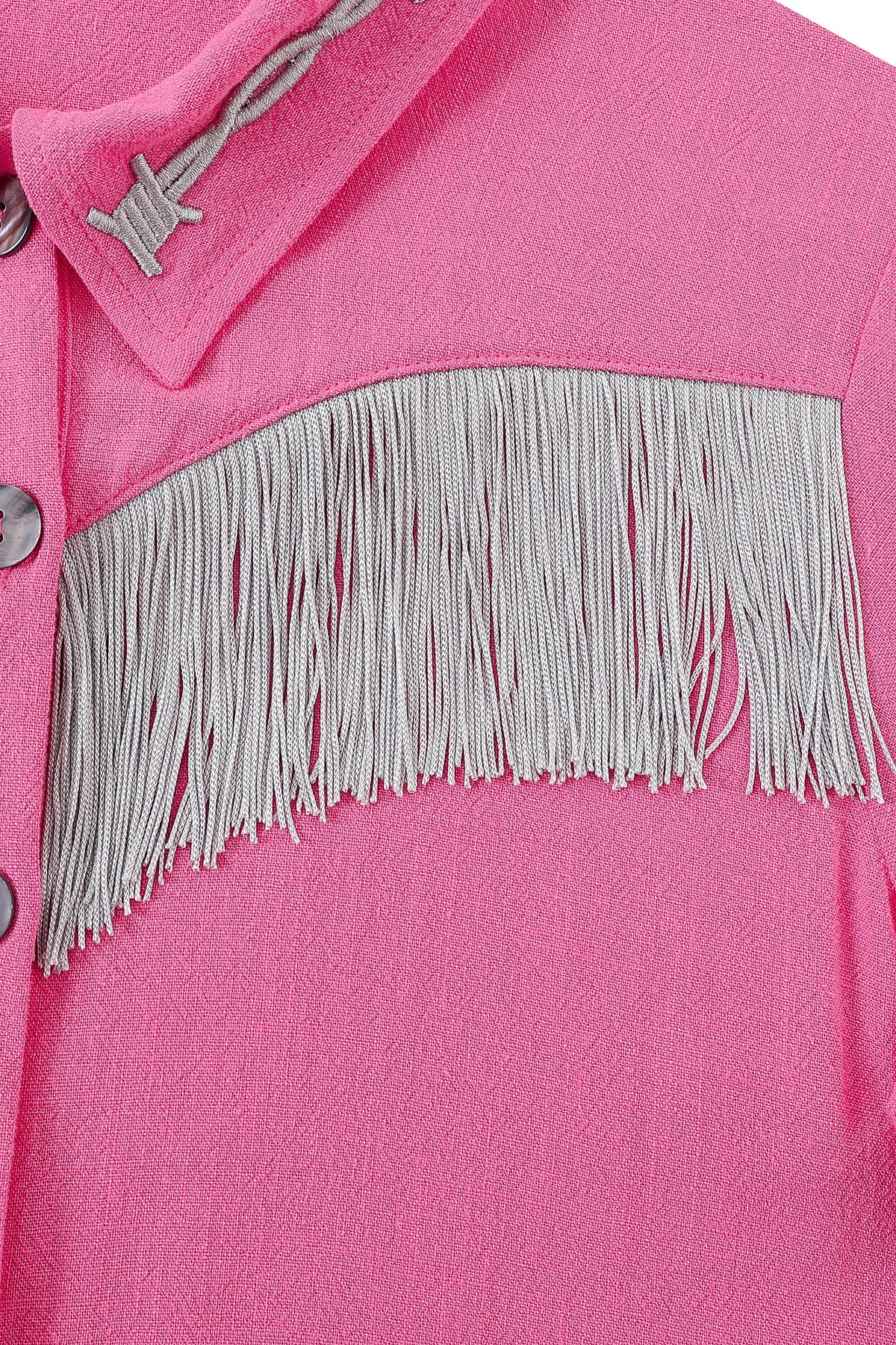 Fashion Brand Company Soft Linen Pammy Fringe Blouse Pink