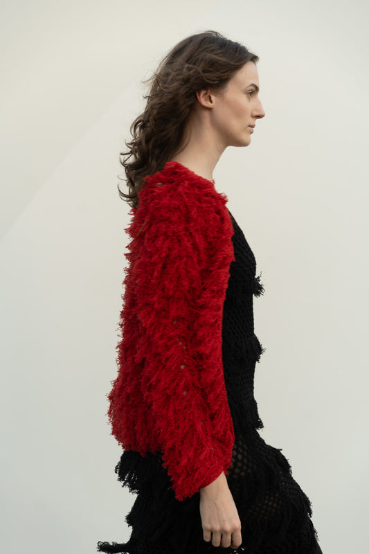 Lilli Cardigan in Serrano Red Cotton