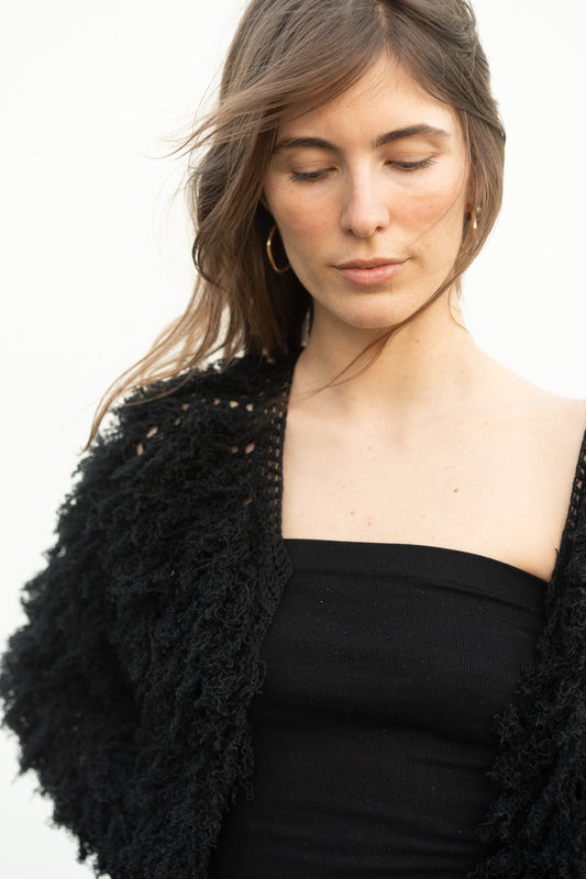 Lilli Cardigan in Black Cotton