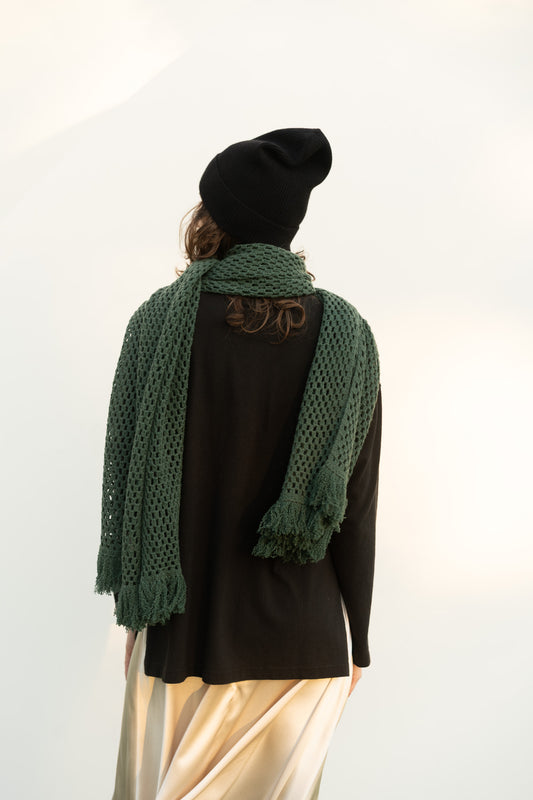 Odetta Scarf in Emerald Pashmina Cashmere