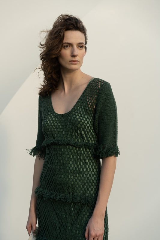 Ceremony Gown in Emerald Cashmere