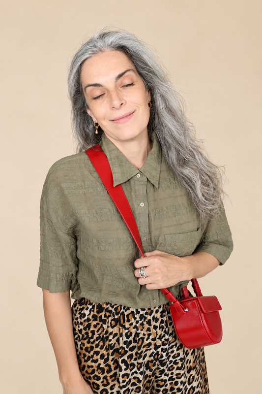 SEER PLAID BUTTON UP SHORT SLEEVE SHIRT: DUSTY OLIVE SMALL
