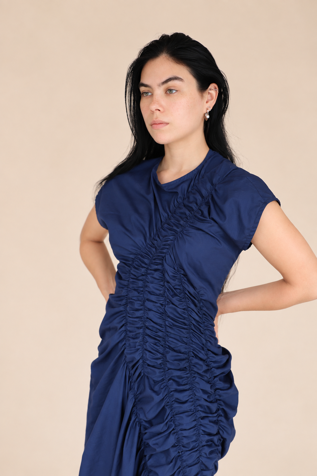 Isabel Wilson Jupiter Dress in Navy Poplin