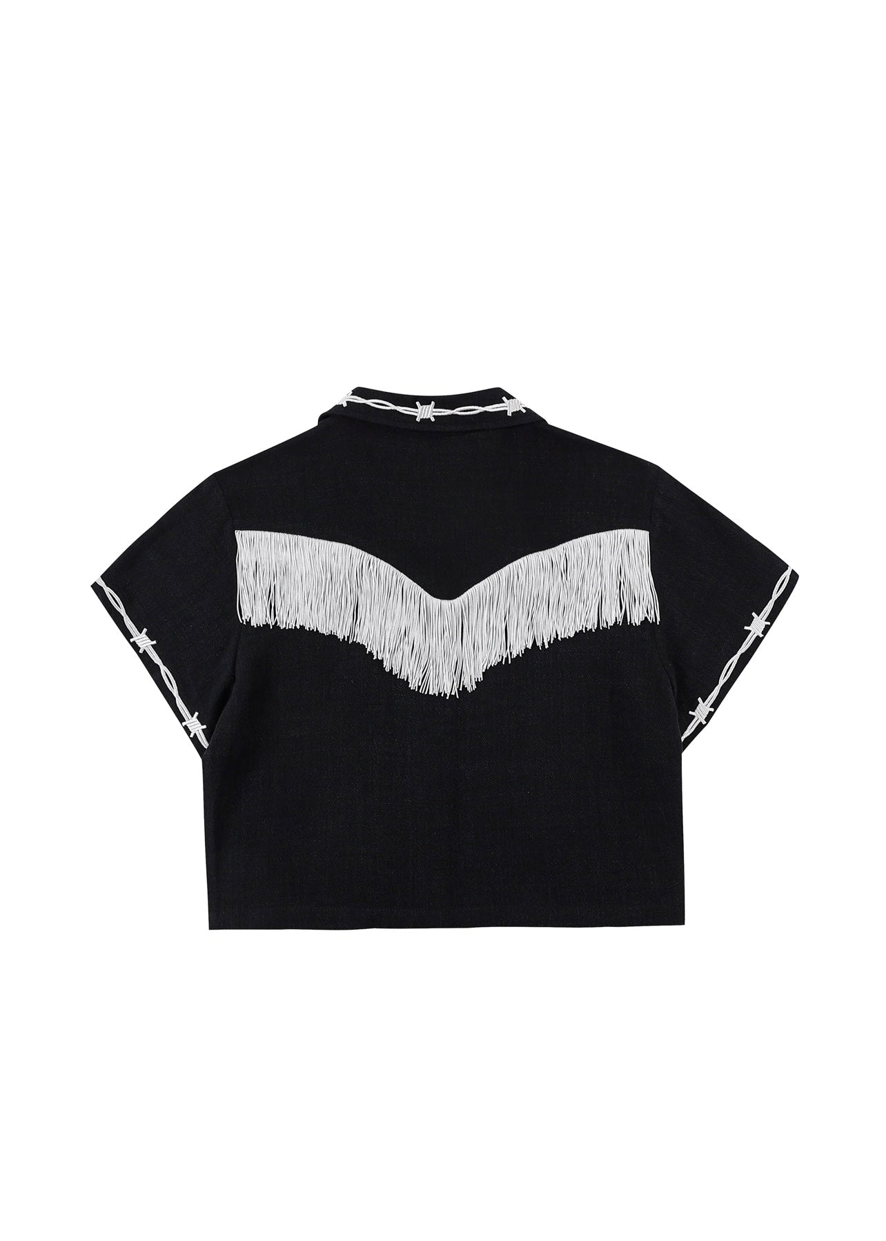 Fashion Brand Company Pammy Soft Linen Fringe Barbed Wire Shirt - Black