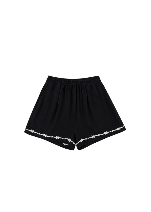 Fashion Brand Company Pammy Soft Linen Barbed Wire Shorts - Black