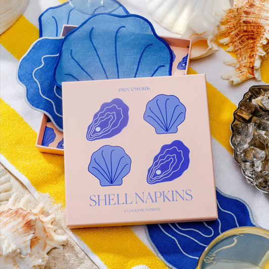 Piecework Shell Cocktail Napkins - Set of 4