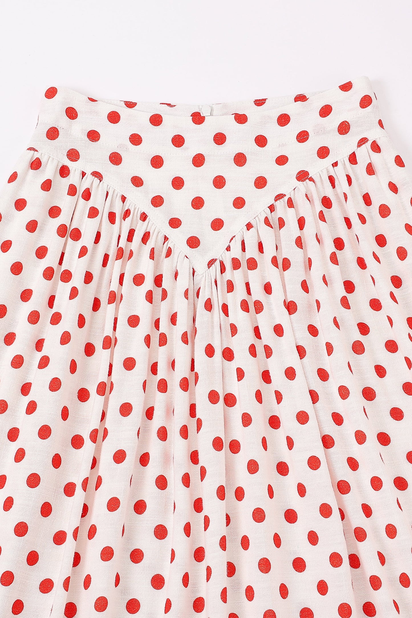 Fashion Brand Company Park Skirt Soft Linen Red Polka Dot