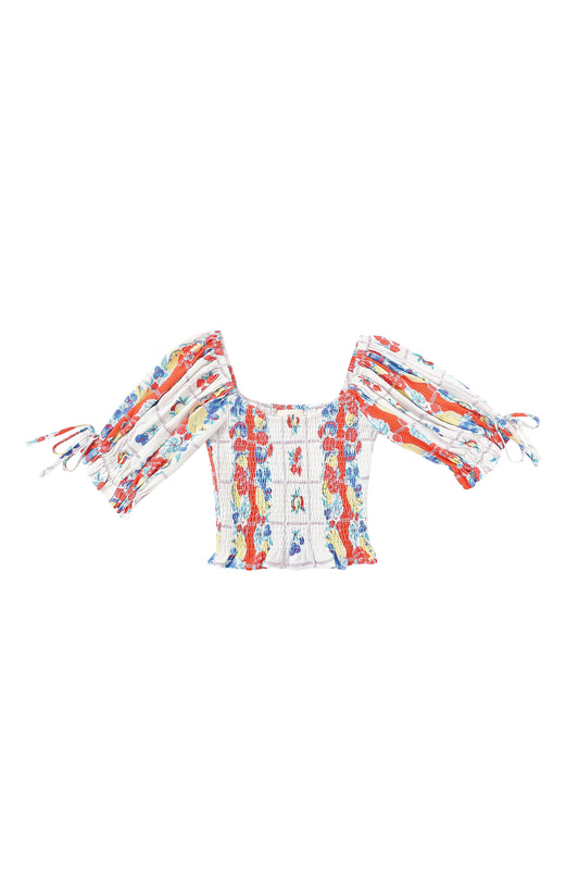 Fashion Brand Company Smocked Blouse Soft Linen Fruity
