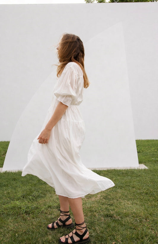 The Abbey Dress in White Poplin