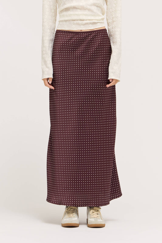 SATIN MERMAID FIT SKIRT: CHOCO IVORY M