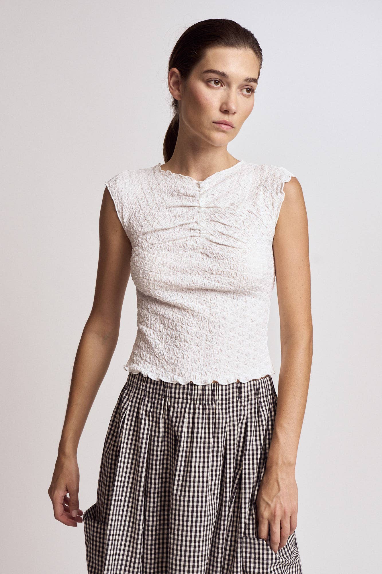 Textured shirred top