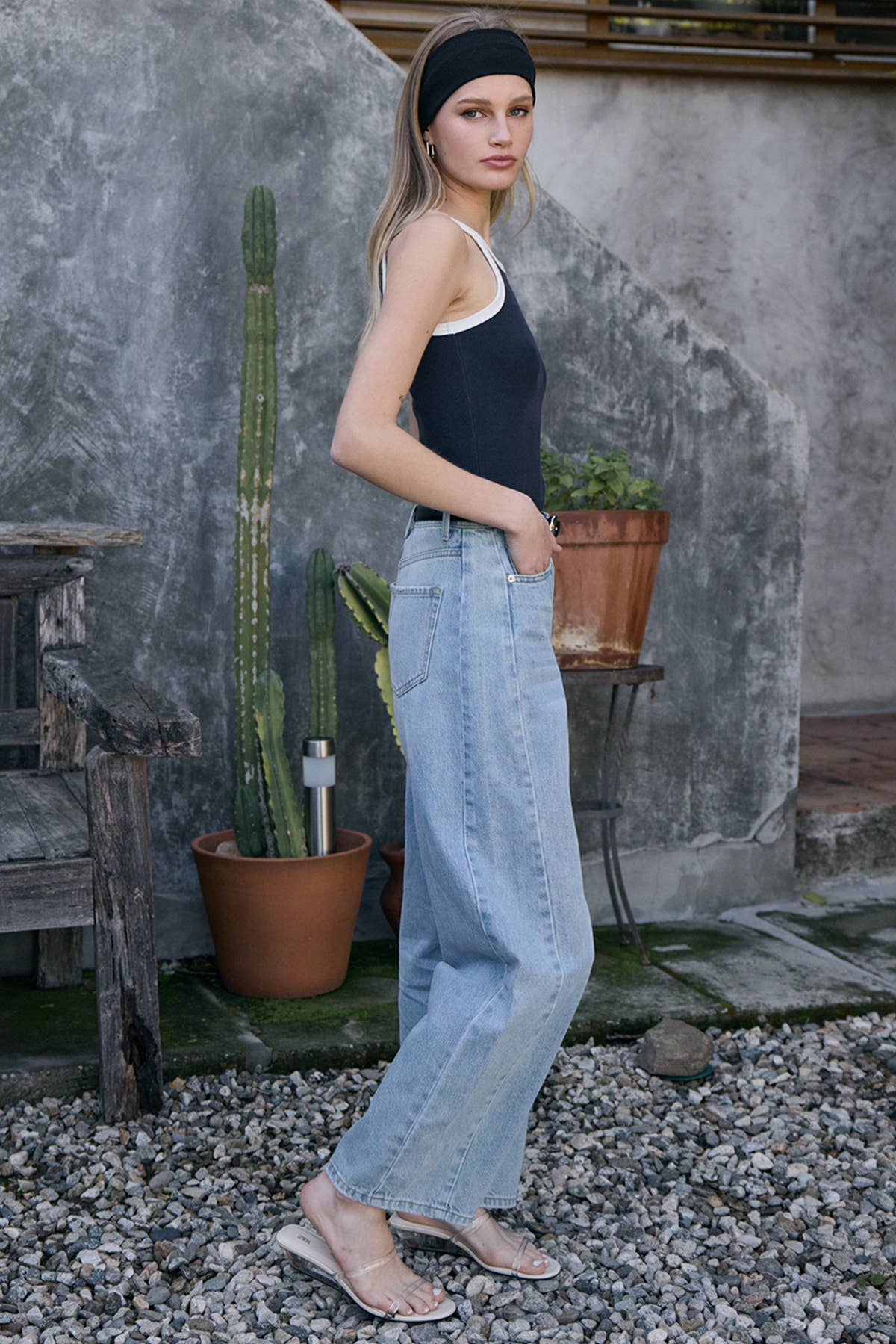 Washed Ringer Tank Top - WASHED NAVY