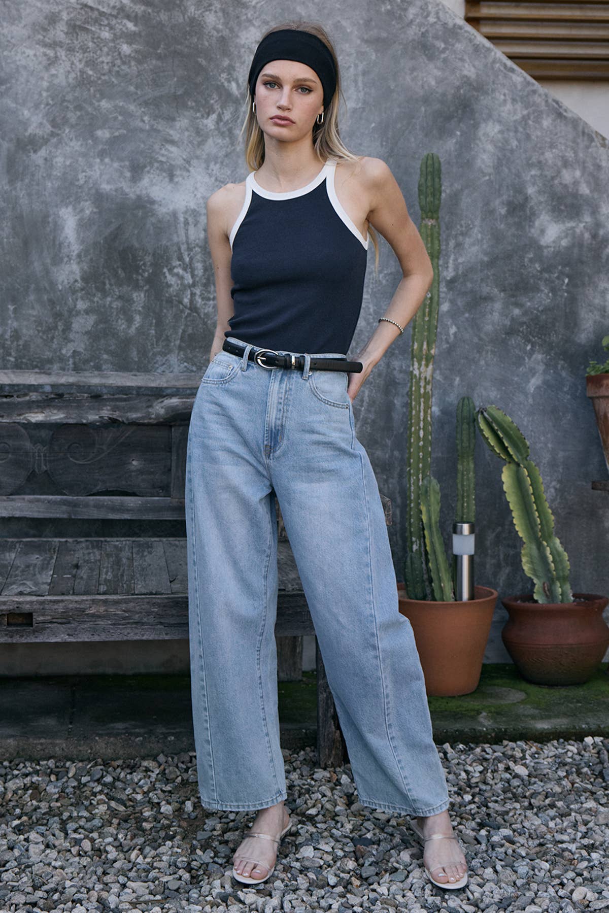 Washed Ringer Tank Top - WASHED NAVY