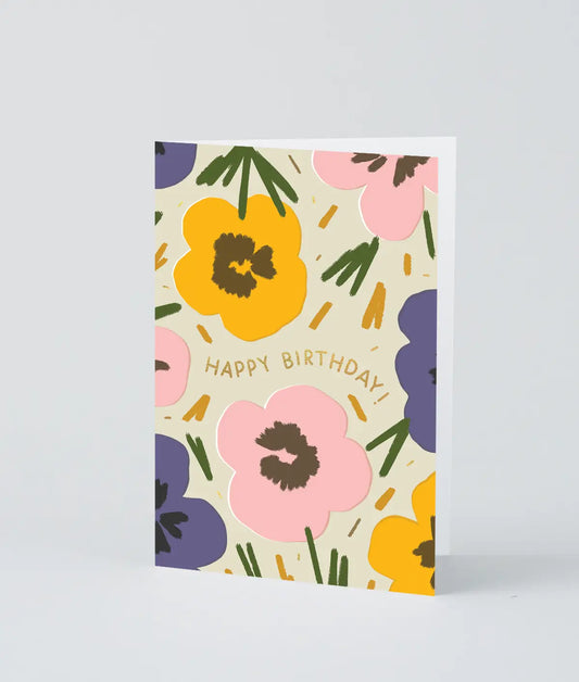 'happy Birthday Flowers' Foiled Greetings Card by Wrap