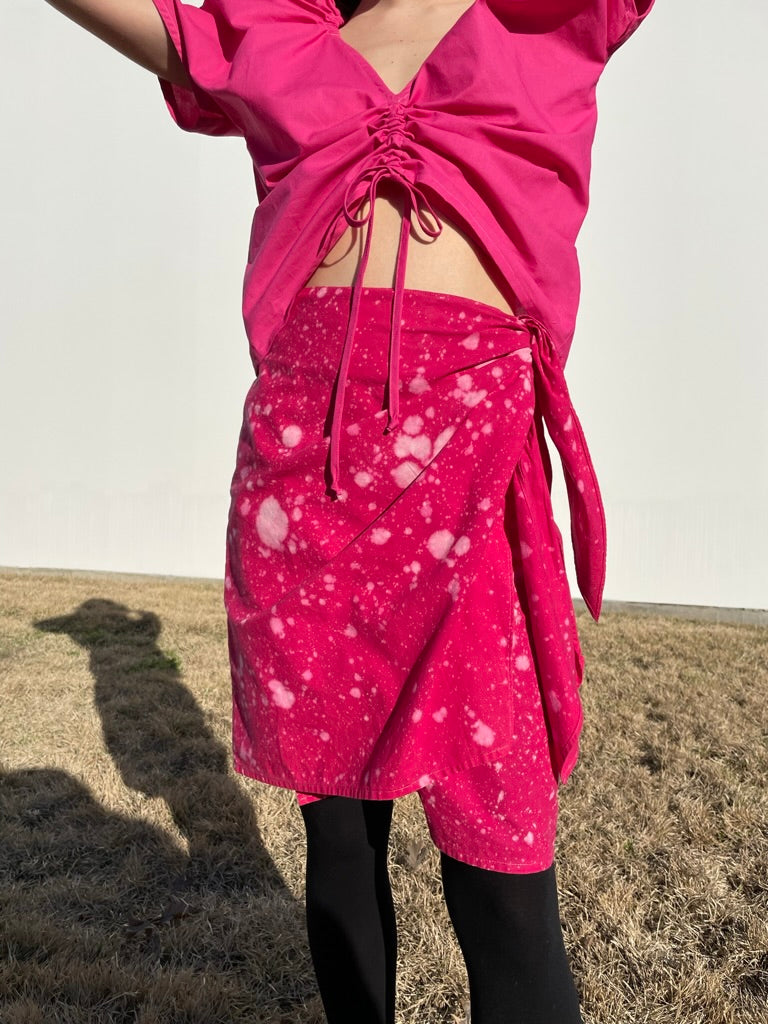 Pink Cosmos Wrap Skirt