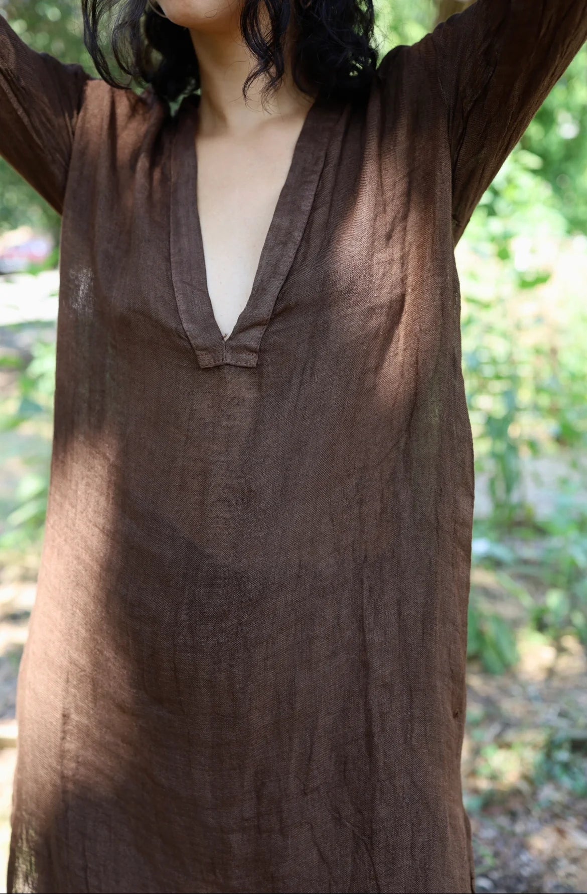 Isabel Wilson Raj Tunic in Chocolate Linen