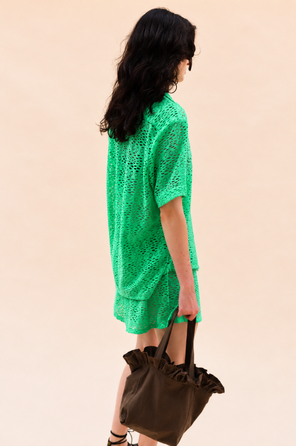 Hank Button Up in Lime Eyelet