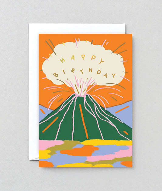 'birthday Volcano' Foiled Greetings Card by Wrap