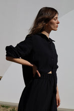 Load image into Gallery viewer, Nancy Pant in Cozy Black Cotton Gauze
