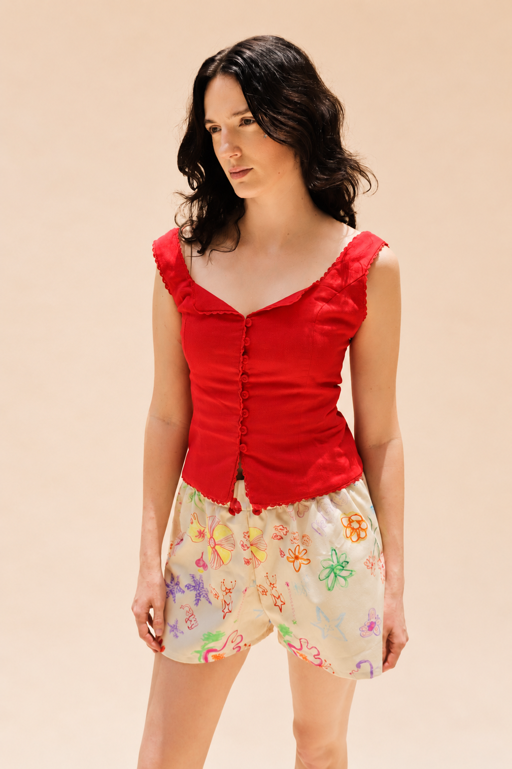 Anna Shorts in Scribbles Print Cotton