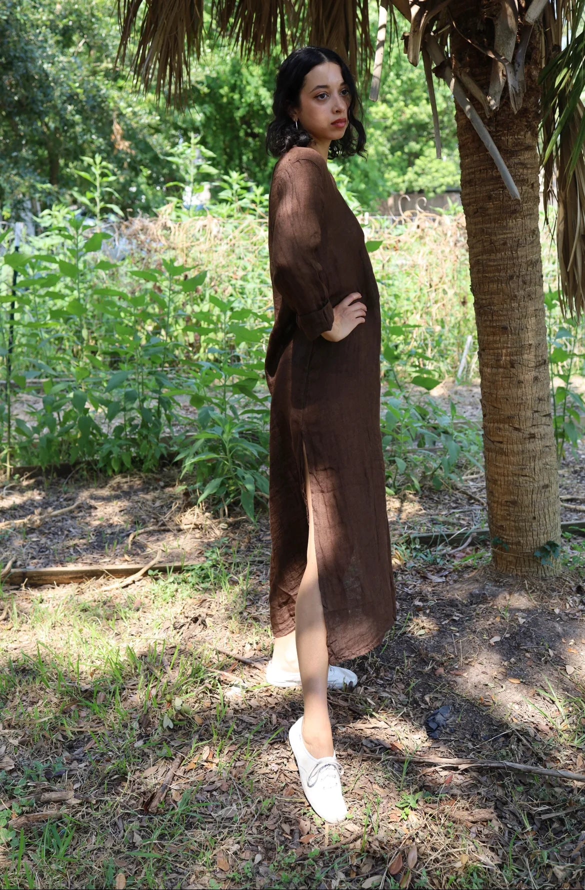 Isabel Wilson Raj Tunic in Chocolate Linen