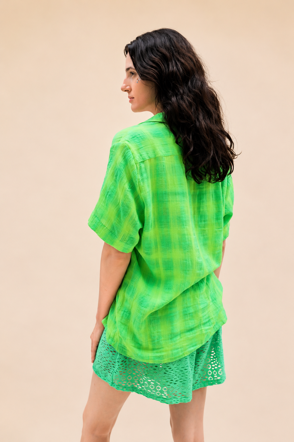 Hank Button Up in Lime Ombre