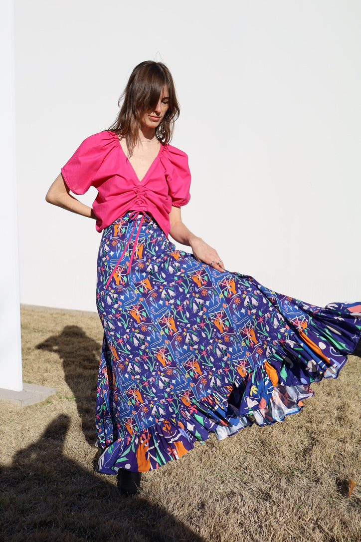 Margarita Ruffle Skirt in Lauren Print