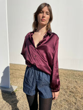 Load image into Gallery viewer, Erin Top in Aubergine Silk Charmeuse
