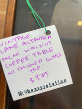 Load image into Gallery viewer, Vintage Lane Altavista MCM Walnut Coffee Table W/ Smoked Glass Top
