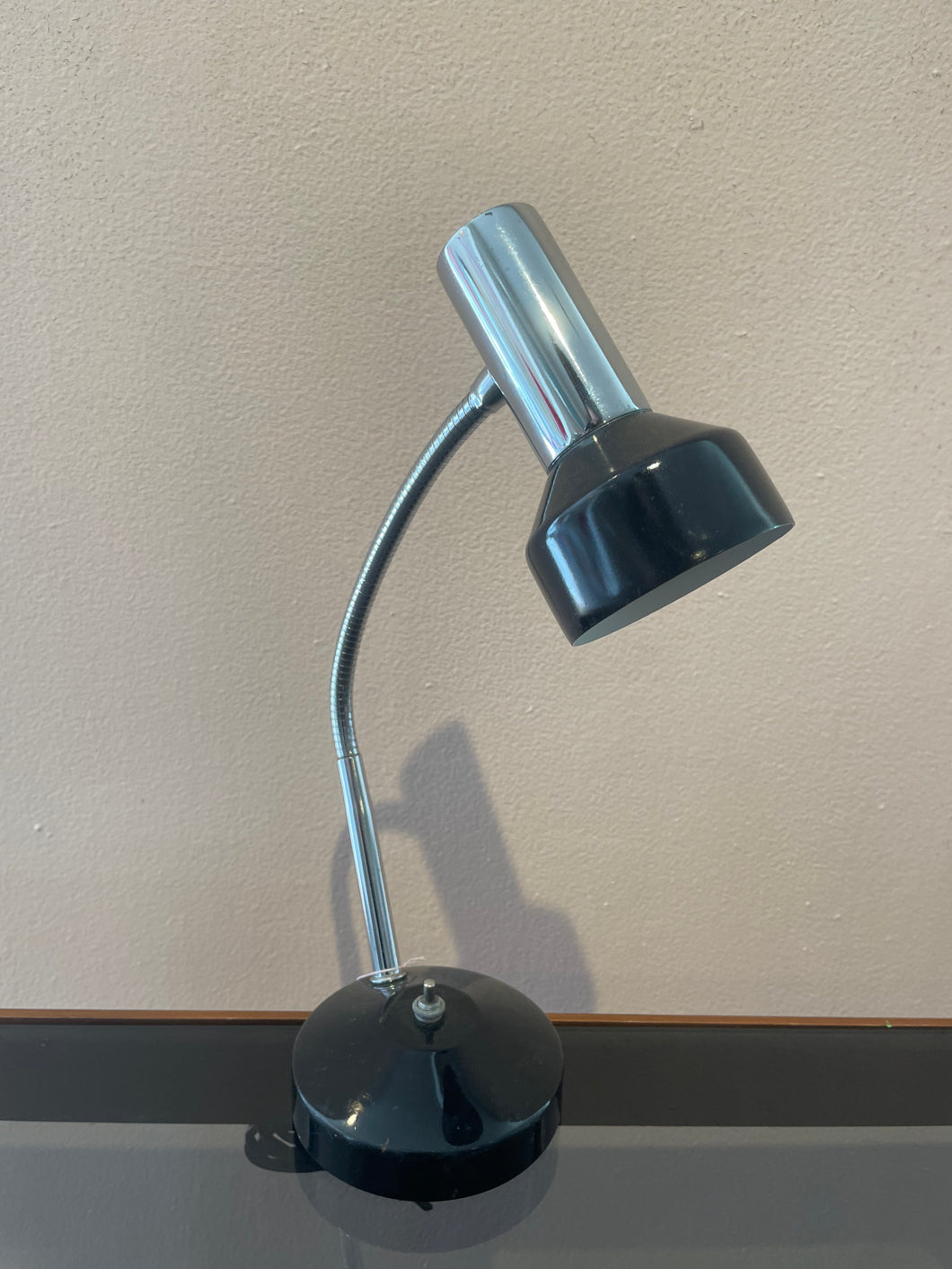 Vintage Postmodern Black & Chrome Gooseneck Desk Lamp