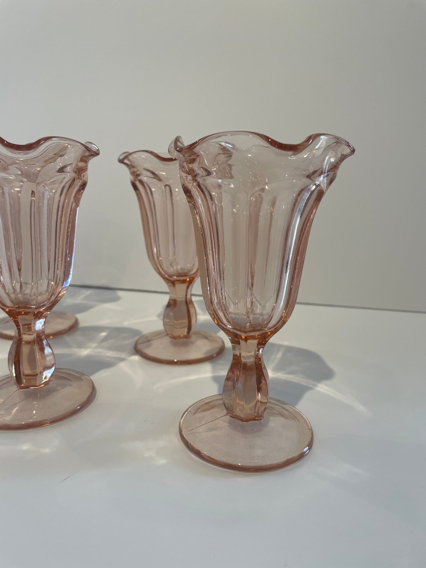 Vintage Pink Footed Sundae Glasses (5)