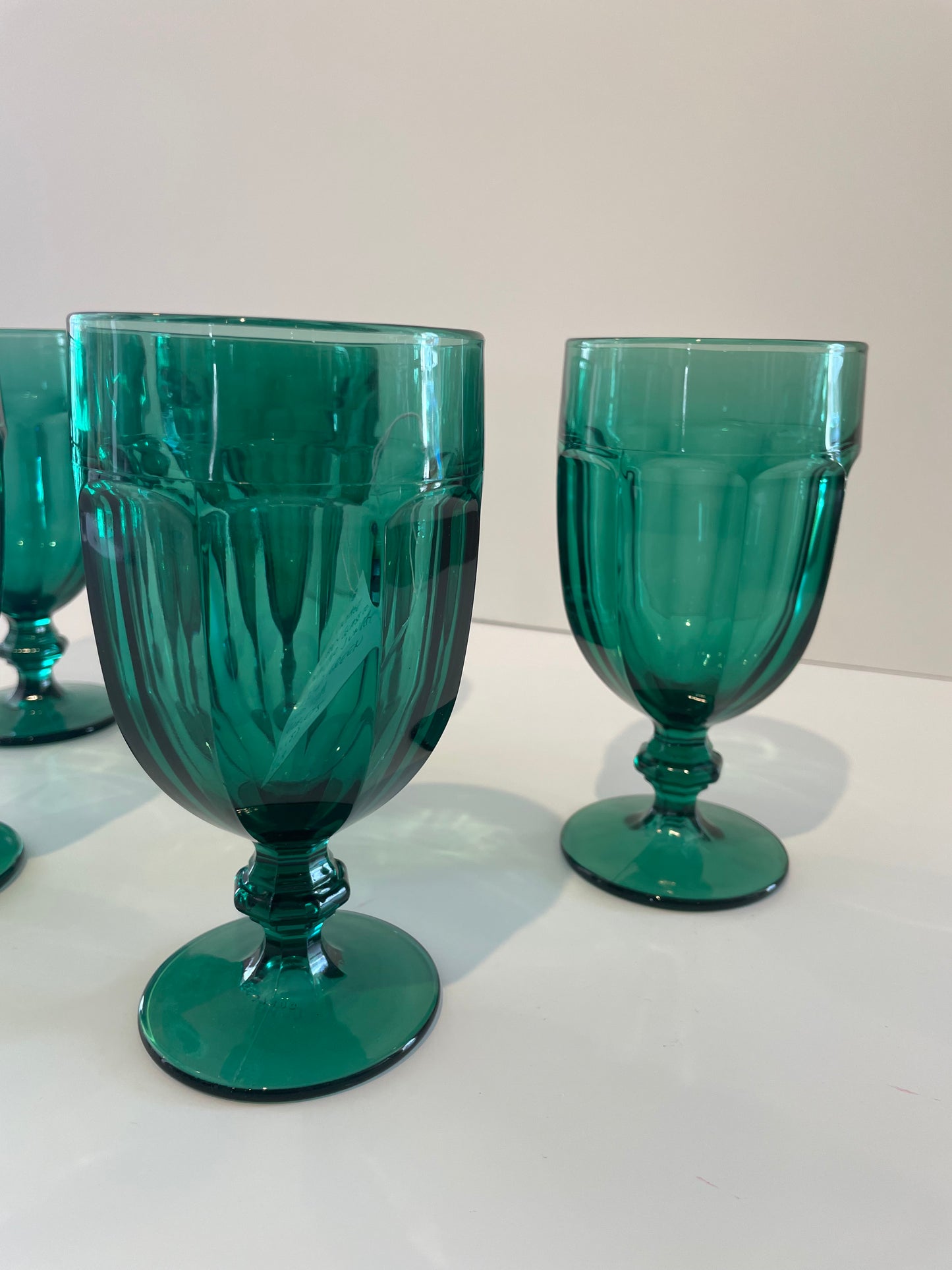 Vintage Libbey Glass Co Gibraltar Juniper/ Emerald Green Iced Tea Goblets (5)