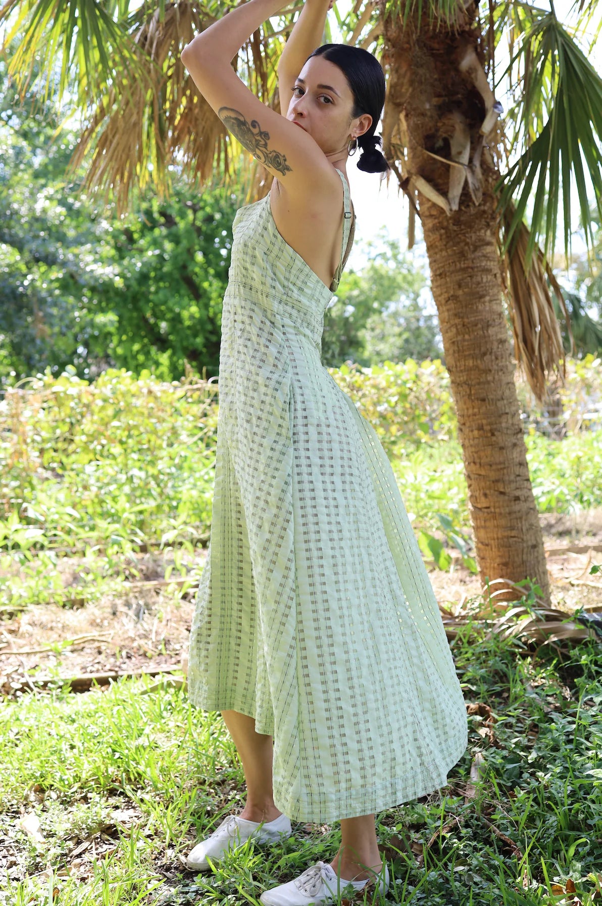 Mina Dress in Translucent Sage Plaid