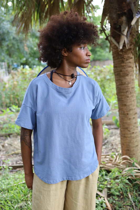 Jenny Tee in Blue Cotton Jersey