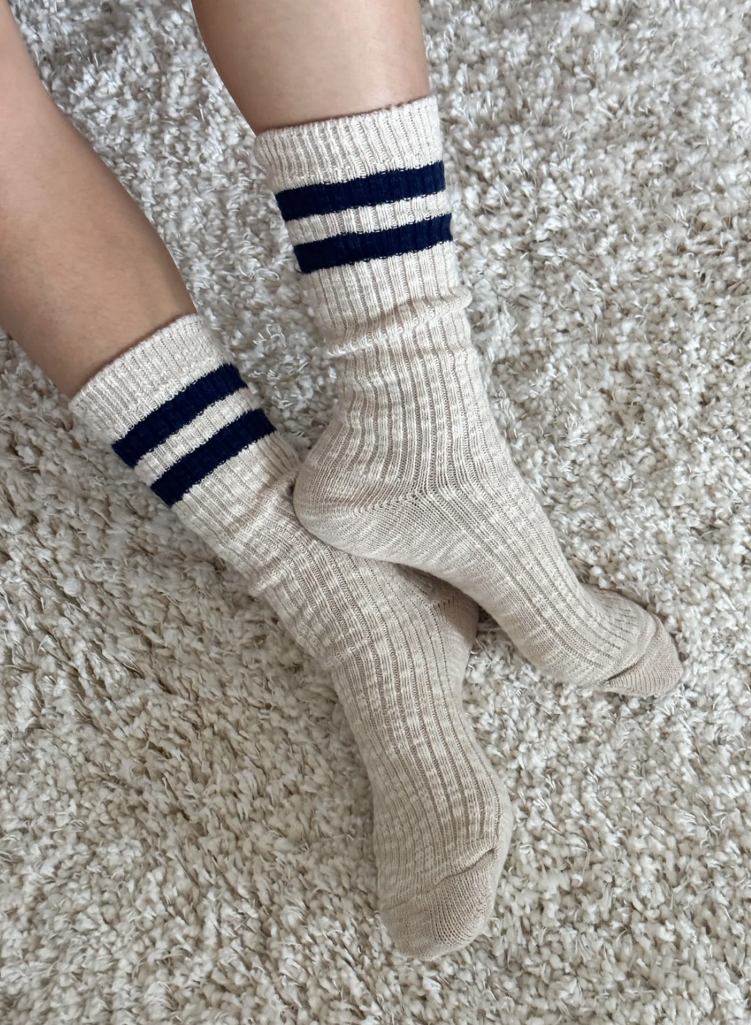 Le Bon Cottage Varsity Socks - "Oatmeal"