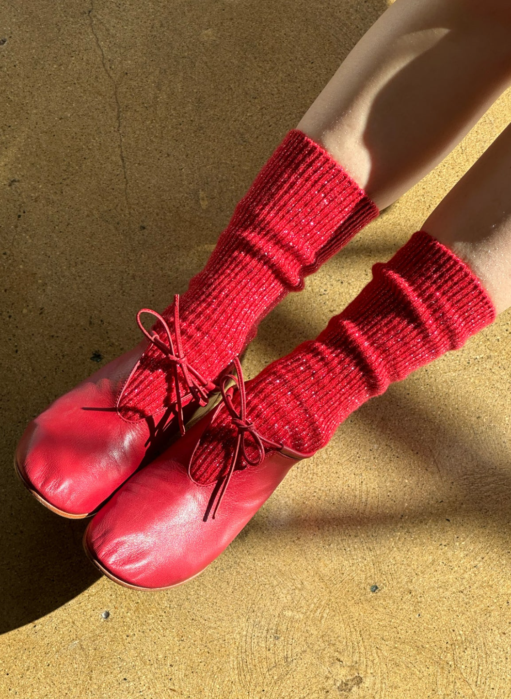 Le Bon Winter Sparkle Socks - "Poinsetta"