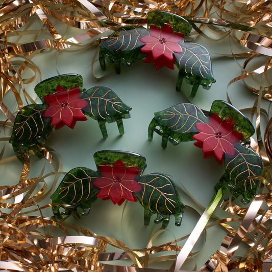 Winona Irene Hair Claw - "Poinsettia Claw"