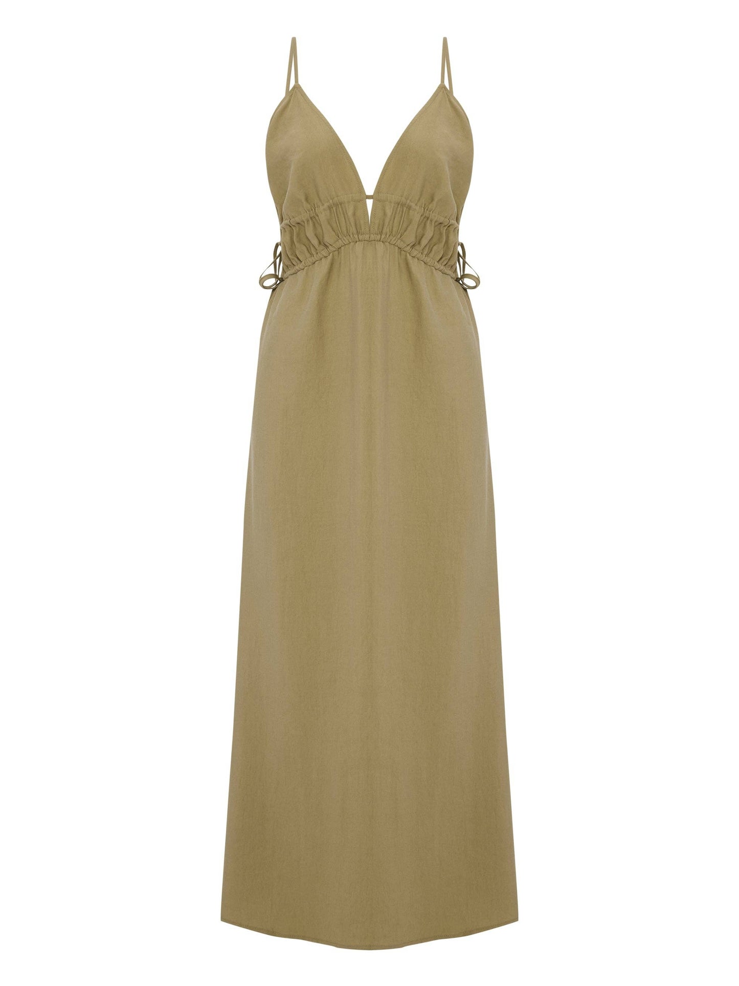 Sofia Ties Maxi Dress in khaki