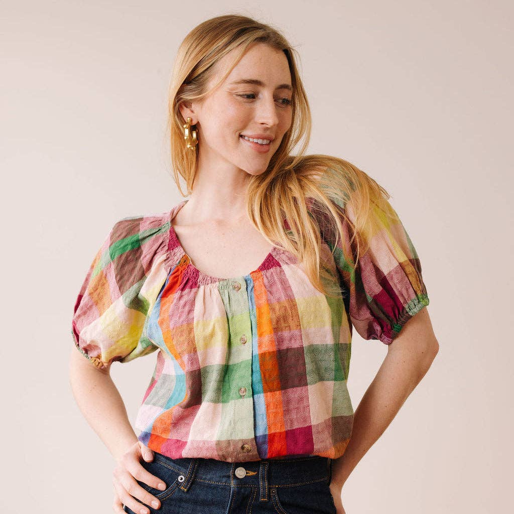 Harbor Plaid Frances Top: S