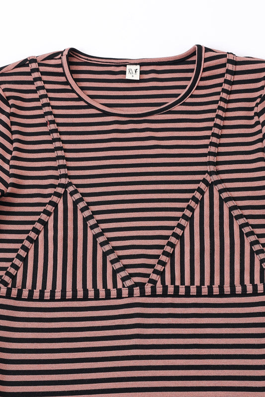 Fashion Brand Company Long Sleeve Bikini Bod Midi Dress Pink Stripe