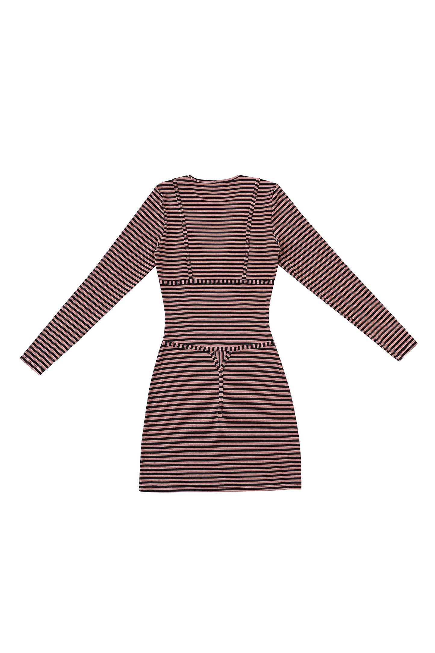 Fashion Brand Company Long Sleeve Bikini Bod Midi Dress Pink Stripe