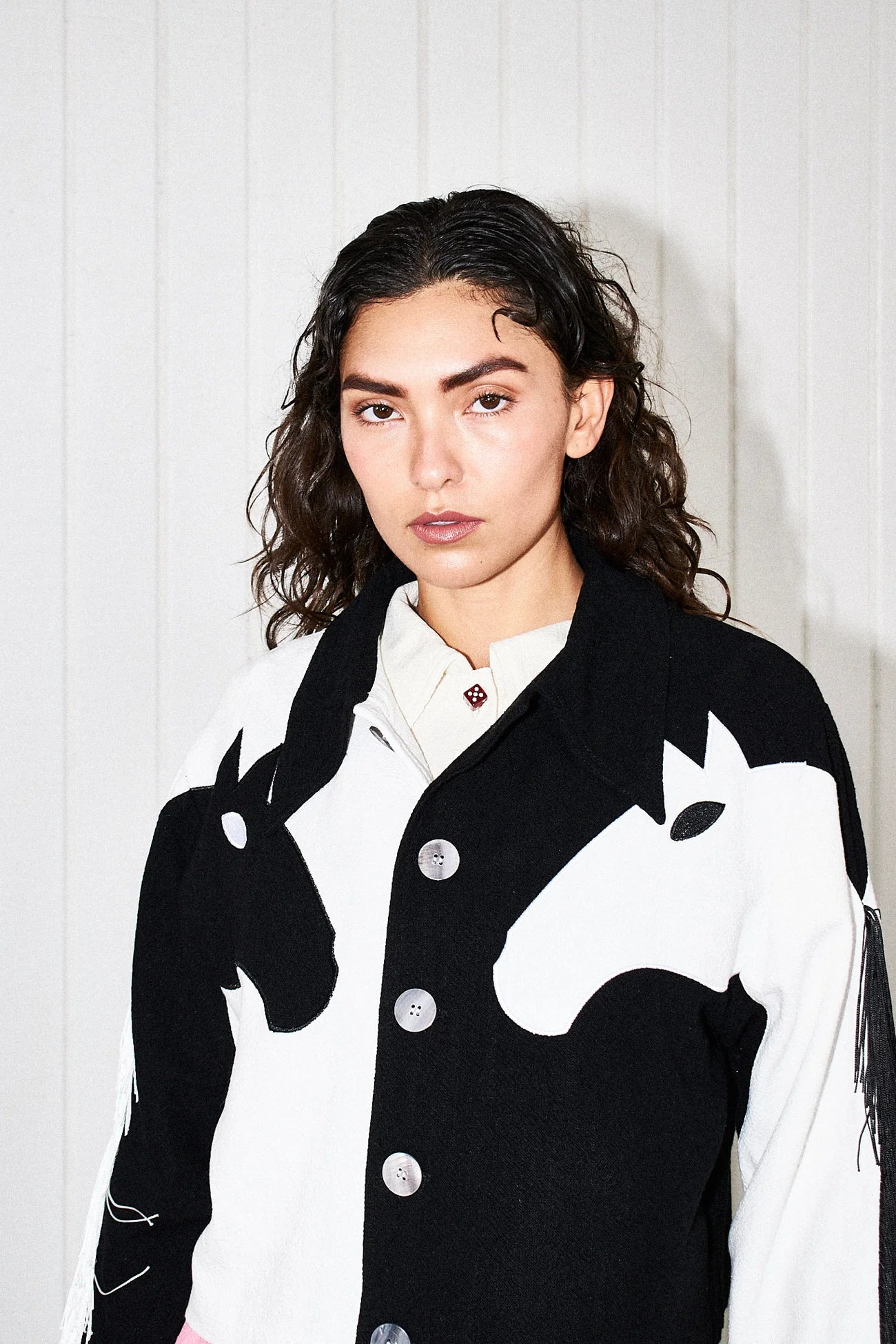 Fashion Brand Company Dueling Horses Jacket Black/White