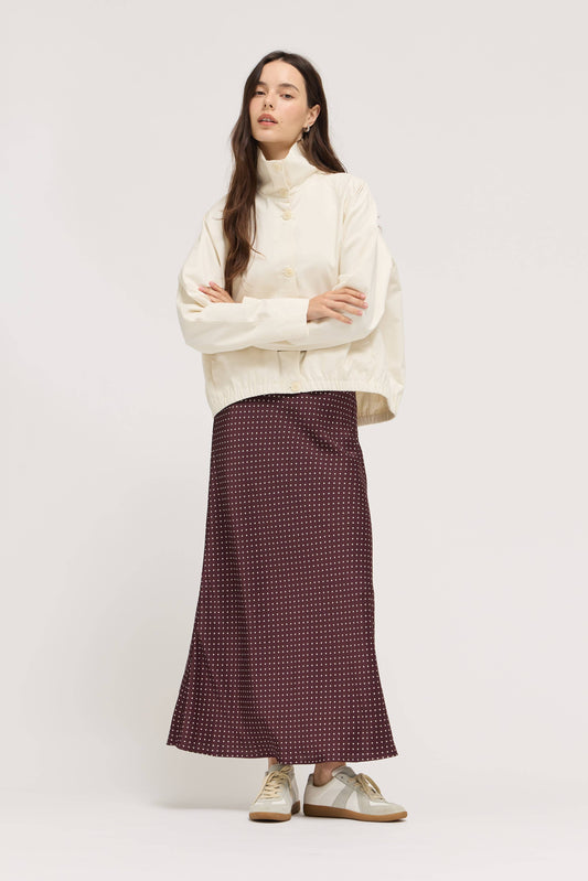 SATIN MERMAID FIT SKIRT: CHOCO IVORY M