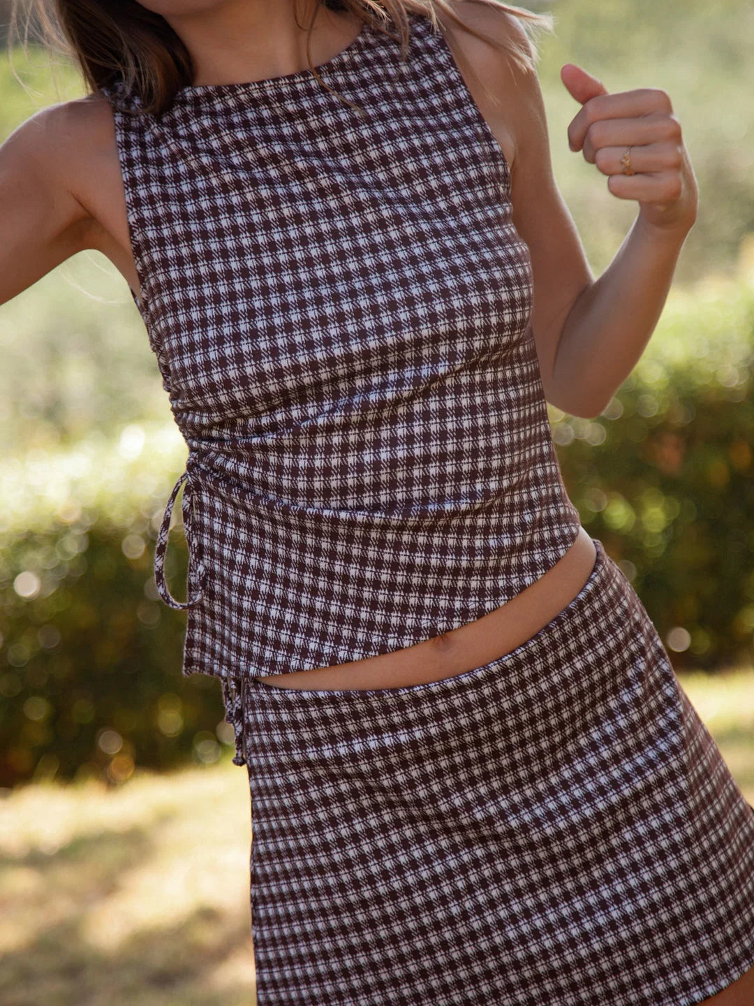 Lisa Says Gah Erin Tank - Cocoa Plaid
